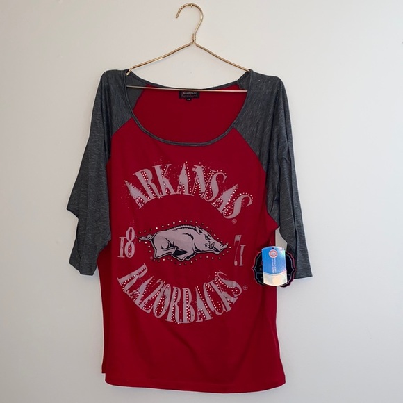 gameday courture Tops - Razorback raglan 3/4 sleeve tee